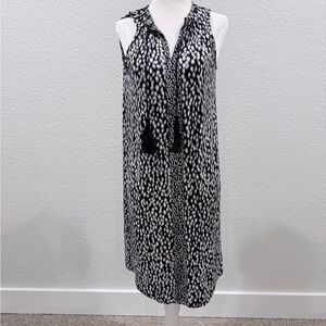 Michael Kors Black and White Sleeveless Printed Shift Dress